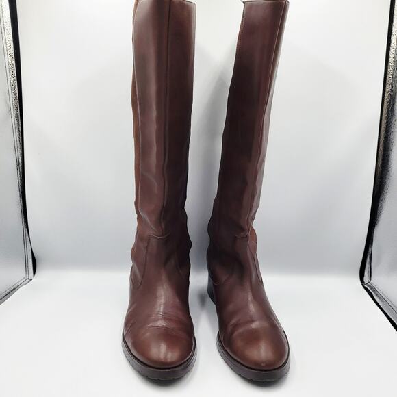 Donald J Pliner Buriel3 Chocolate Brown Leather Tall Riding Boots Women's Size 7 - Picture 4 of 12